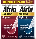 Afrin No Drip Original + Night Nasal Mist Sche, Non-Drowsy, Fast-Acting Decongestant for Nasal Congestion and Sinus Basınç Yardımı, Yetişkinler ve Çocuklar 6 ve Yaşlı, .5 fl oz (Pack of 2)