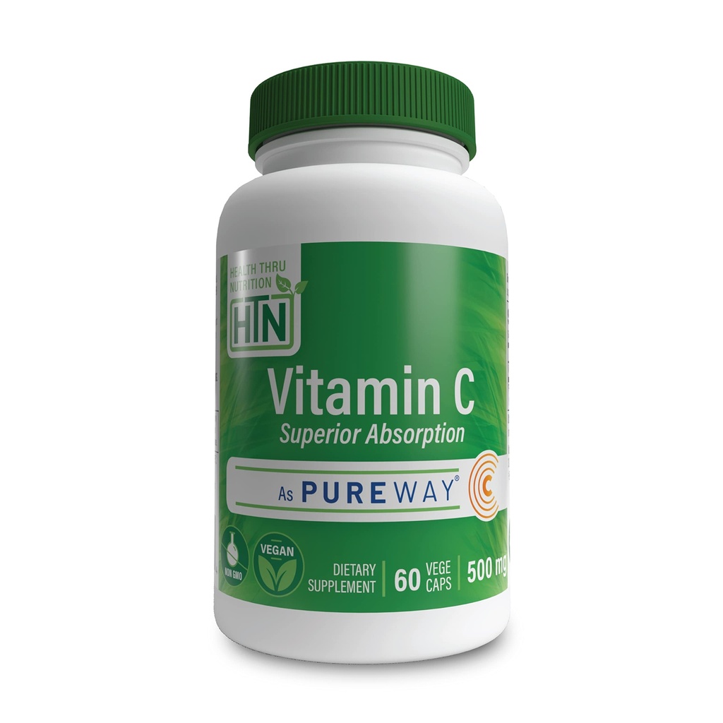 Sağlık Thru Beslenme Vitamini-C 500 mg, Pure Way-C 60 Vegecaps Üstün Aborpsiyon | Sağlıklı Immune Function and Collagen Support | 3rd Party Tested | Vegan, Non-GMO ve Gluten Free