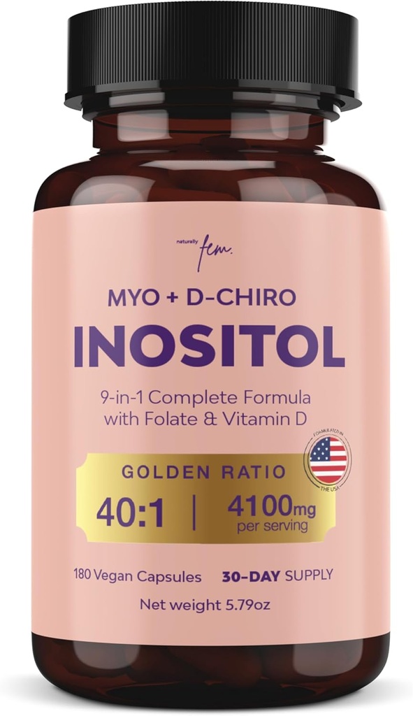 QSTA Myo-Inositol & D-Chiro Inositol Supplement for Women 4100 mg (40:1 Oran) - 9-in-1 Hormonal & Metabolic Support with Folate, B6, B12, D3, çinko & Chromium