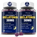 Melatonin Gummies 30mg for Yetişkinler: L-Theanine ile maksimum Güç Melatonin Supplement, Ashwagandha, MSM, Vitamin D3 & çinko - Non-Habit Form, For Rest Cycle, Deep Zzzs, Natural Karma Berry Flavor