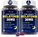 Melatonin Gummies 30mg for Yetişkinler: L-Theanine ile maksimum Güç Melatonin Supplement, Ashwagandha, MSM, Vitamin D3 & çinko - Non-Habit Form, For Rest Cycle, Deep Zzzs, Natural Karma Berry Flavor