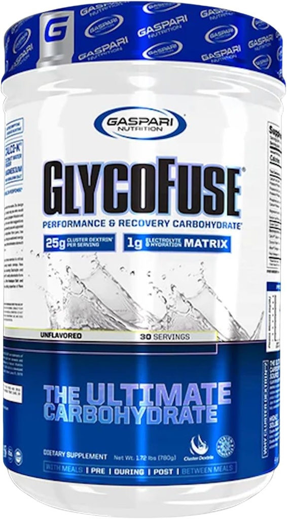 Gaspari Nutrition Glycofuse: Απόδοση και ανάκτηση υδατανθράκων, 25g Σμήνος Dextrin και 1g Ηλεκτρολύτη και Hydration Matrix (30 υπηρεσίες, χωρίς γεύση)