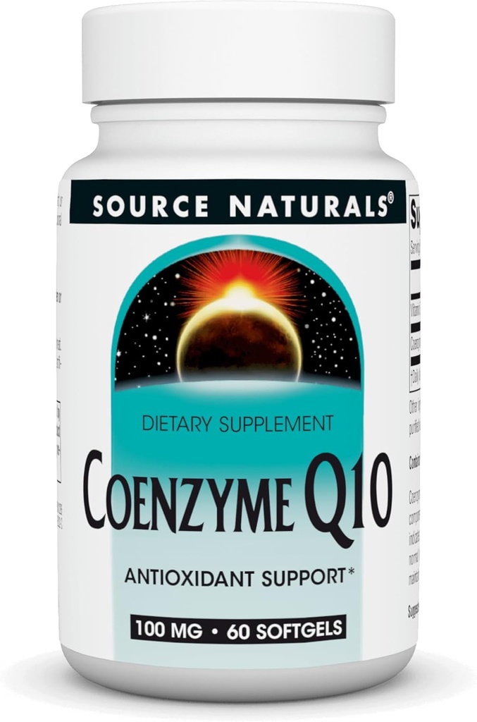 Source Naturals Coenzyme Q10 Antioksi Support 100 mg for Heart, Brain, Immunity, & Liver Support - 60 Softgels