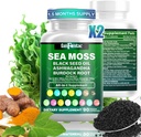 Sea Moss 7000mg - Black Seed Oil 2000mg - Ashwagandha 1000 mg - Bladderwrack 1000 mg - Turmeric 1000 mg - Burdock 1000 mg - Vitamin C 90 mg - D3 1000IU - Multi Mineraller 350 mg - 180 Capsules