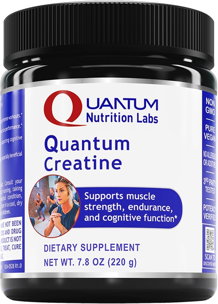 Kuantum Beslenme Laboratuvarları Kuantum Kretine - Kretine Monohidrat Toz, Erkekler için Kretine Toz, Kadın, Vejetaryenler, Unflavored Vegan Dostu Formula - 7.8 oz (40 Hizmet)