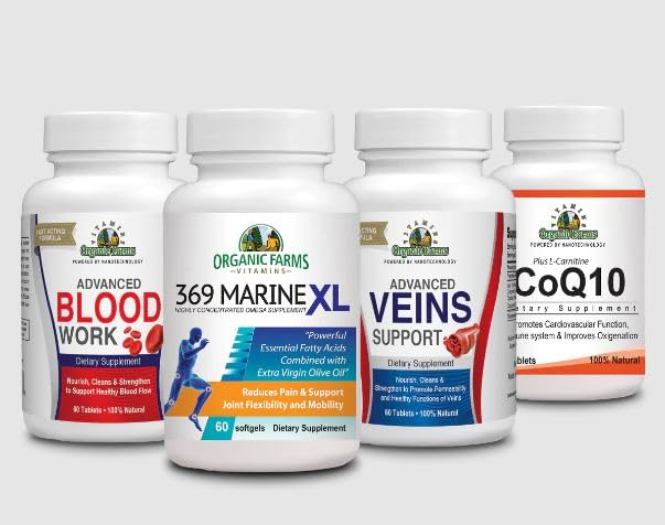 Κιτ κυκλοφορίας - Αίμα + Co-Q10 + 369 Marine XL + Veins - Συμπληρώματα διατροφής και βιταμίνες - Φυσικά συμπληρώματα