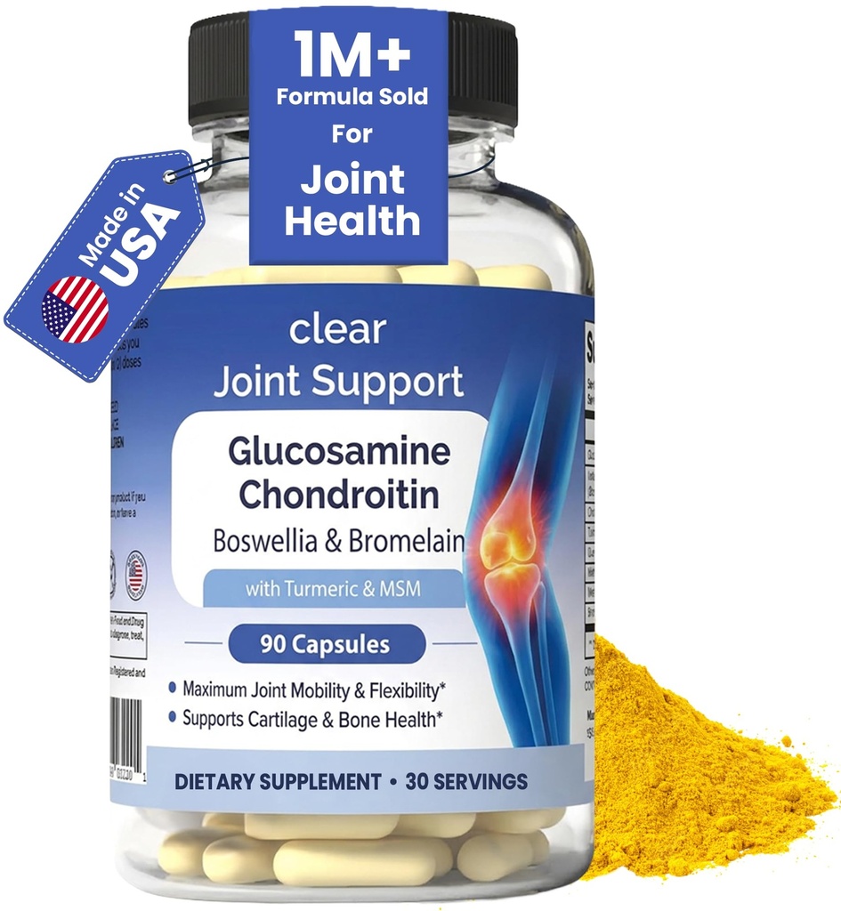 Glucosamine Chondroitin MSM Turmeric & Boswellia 90 Capsules | 8in-1 Flexability & Mobility | Ortak Supplement for Men & Women – Support Back, Diz, Hips & Commons
