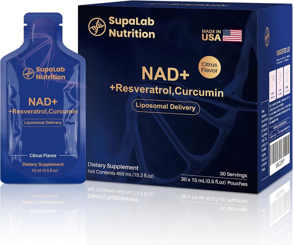 NAD+ Resveratrol Tamam 300 mg Nicotinamid Adenine Dinüotid, 200 mg Curcuminoids ve 500 mg Olive Leaf - Yüksek Saf NAD Supplement for Anti-Aging, Energy, Focus
