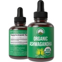 Ashwagandha Liquid Drops. USDA Organik Vegan Supplement. Kadınlar için Ekstra Güçlü Ashwagandha Kökleri, Erkekler, Çocuklar. Adaptogens ile. Zero Sugar, Organic, Gluten Free Tincture Supplements.