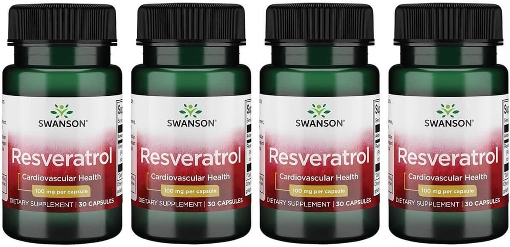 Swanson Resveratrol 100 Milligram 30 Capsules (4 Pack)