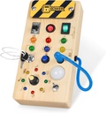 Hoarosall Montessori Wooden Busy Board with 8 LED Light switches, Sensory Toys Light Switch Ταξίδια Παιχνίδια για 1+ Year Old Baby and Toddler