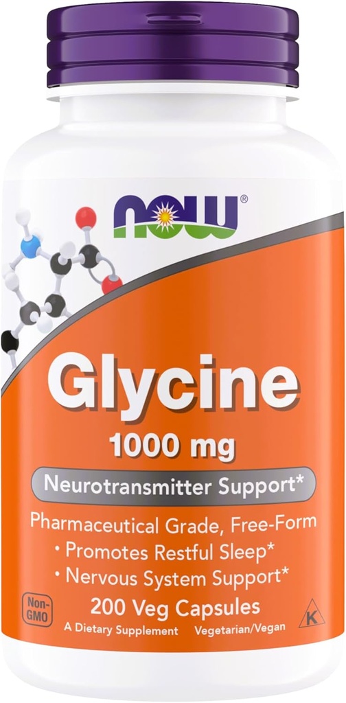 Şimdi Gıdalar Glycine 1000 mg, Free-Form Farm Grade, Nörotransmitter Support*, Geri kalan Uyku*, Gluten Free, Vegan, Kosher 200 Vegetarian Capsules (Pazar 1)