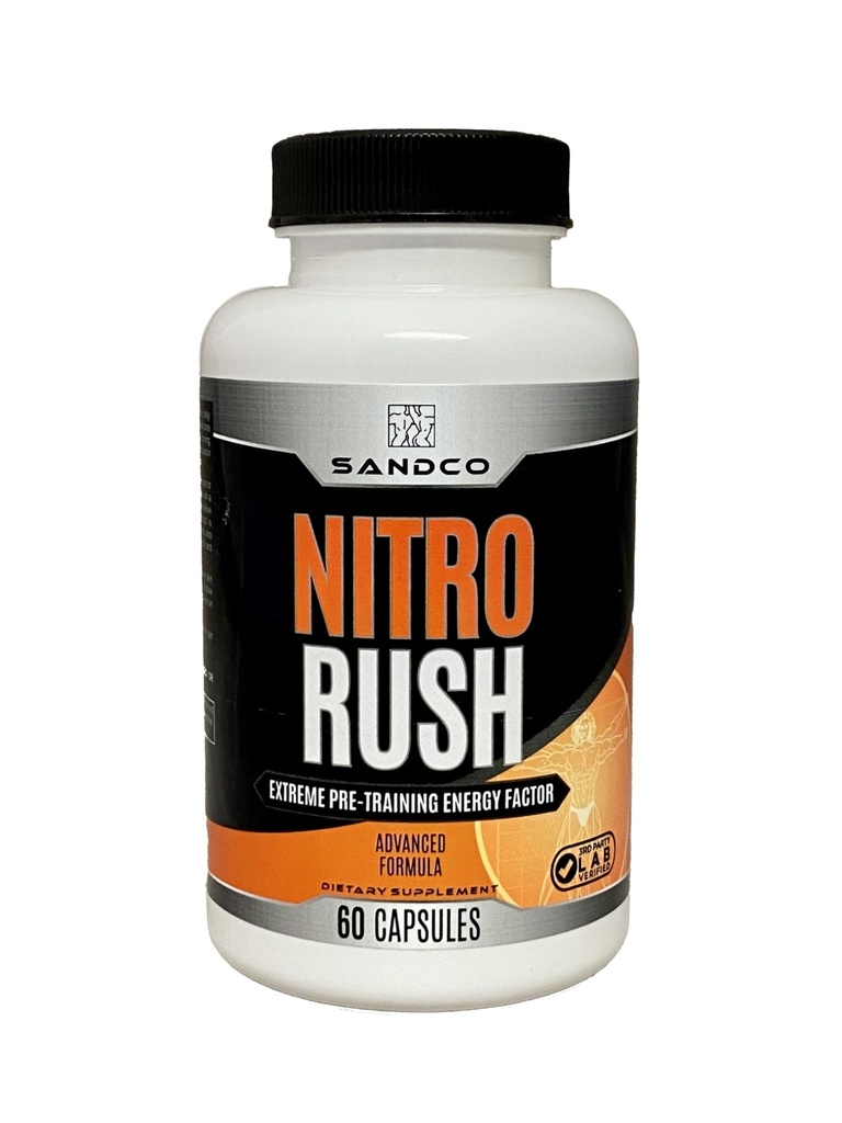 Sandco Nitro Rush Nootropic Brain Supplement – 60 Kont Focus Capsules for Concentration, for Men & Women – Hi Energy Brain Branson with Taurin, Vitamins B, Rhodiola – Brain & Memory Support