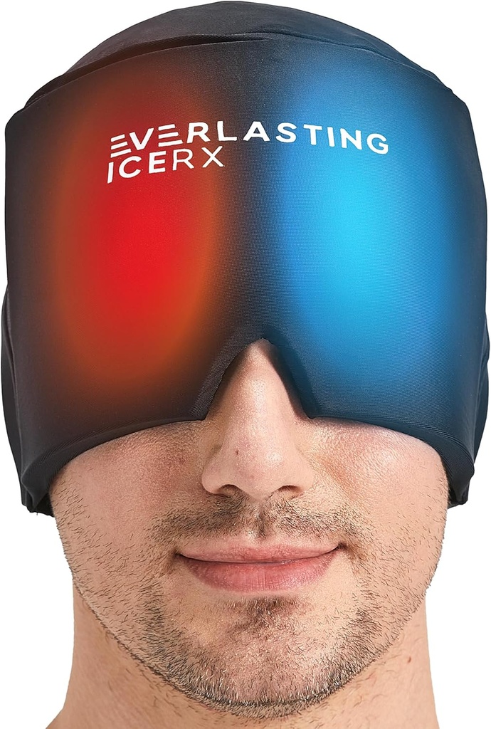 Formlama Gel Buz Headache Relief Hat - Cold Therapy Headache Relief Cap/Ice Head Bravo Ice Pack Maske, Cold Compress Headache Relief Cap for Ger & Stress, %20 More Gel, Migraine Relief Black