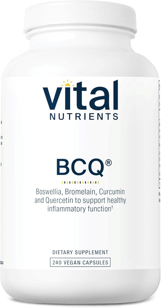 Vital Nutrients BCQ | Vegan Boswellia, Bromelain, Curcumin & Querce Supplement | Ortak Destek Tamam | Destekler Sinus & Digestive Health | Gluten, Dairy, Soy Free | 240 Capsules