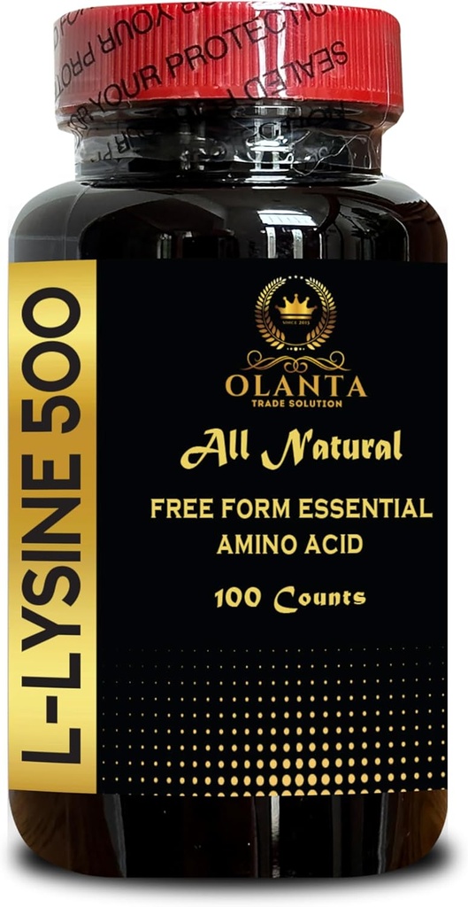 L-LYSINE 500 - Eye Health Lip Care Collagen Synthesis ve Immune Support için L-Lysine Supplement - 1 Şişe 100 Says