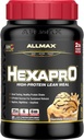 ALLMAX HEXAPRO, Chocolate Peanut Butter - 2 lb - 25 Protein Per Yetişkin - 8 Saat Sustained Salı - Zero Sugar - 21 Servisler