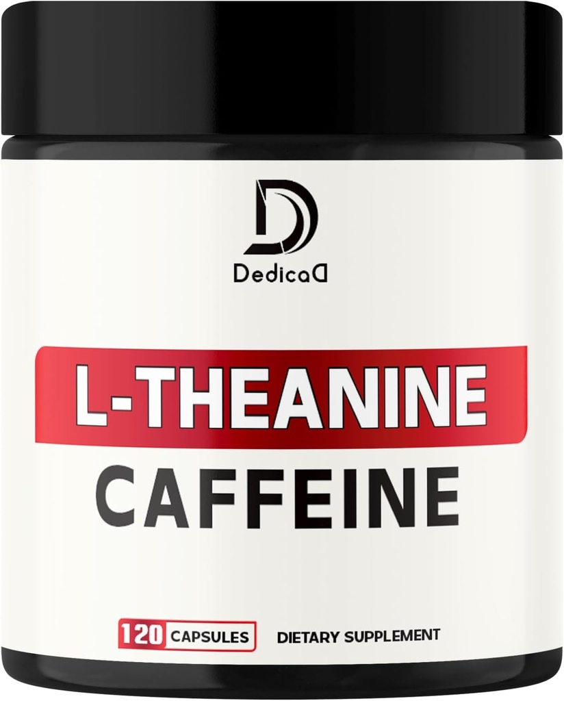 L-Theanine 200 mg Capsules & Pure Caffeine Pills 200 mg - Smart Smooth Energy Production, Alertness, Cognitive & Focus Clarity Supplement - 4 Ay için 120 Capsules - Non-GMO & Gluten Free