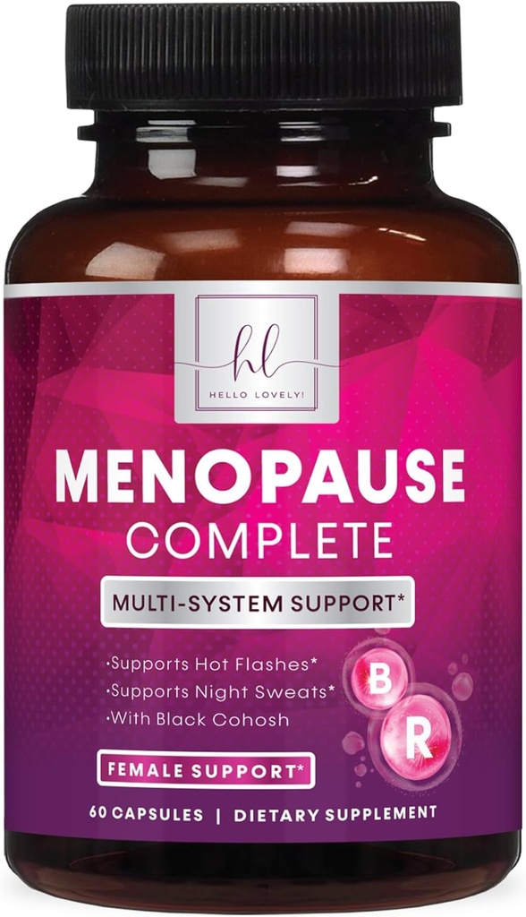 Siyah Cohosh ile Kadınlar için Menopause Supplements - Doğal, Mild Hot Flash, Gece Ters & Hormon Desteği, Dong Quai, Enerji ve Denge, Non-GMO & Gluten Free - 60 Capsules