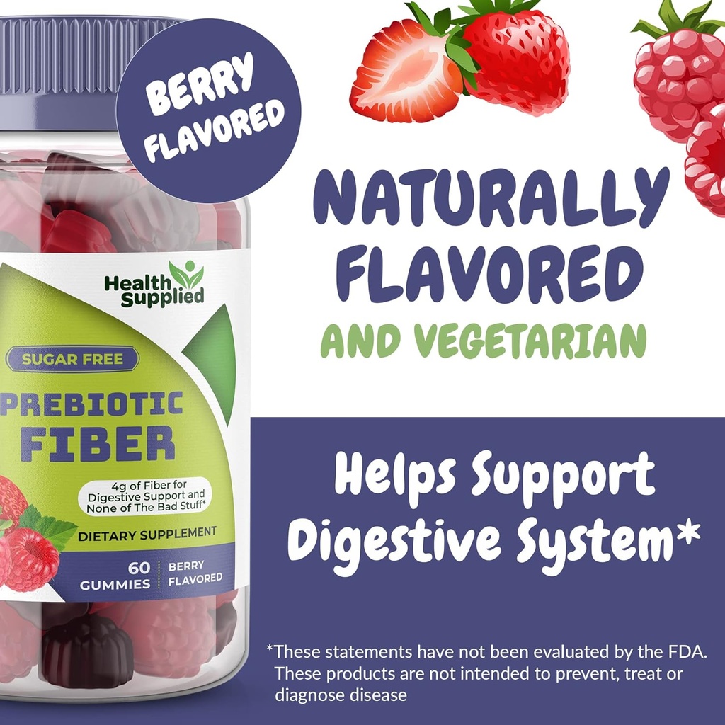 Mixed Berry Flavored Prebiotic Fiber Gummies - Υποστηρίζει Digestive System Μέσα από το καθάρισμα και την ανακούφιση δυσκοιλιότητα - Βοηθά με σχέδιο απώλειας βάρους - Μεγάλη γεύση και εύκολο να καταπιείτε