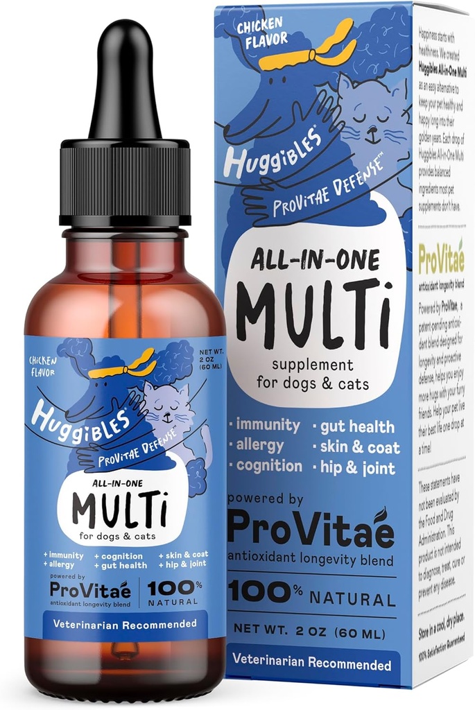 Köpekler ve Kediler için çok fazla sıvı Multivitamin - Digestive ile Daily Supplement, Immunity, Antioksit Desteği, Hareketli Destek - Longevity için Antioksit