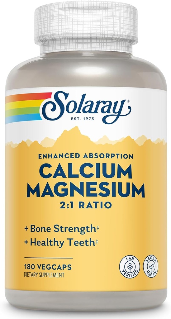 SOLARAYAL Magnezyum Supplement, Kadınlar ve Erkekler için Metaller, 2:1 Oran, Bone Health & Strength, Vegan, High Abors, 60-Day Garanti, 45 Hizmet, 180 VegCaps
