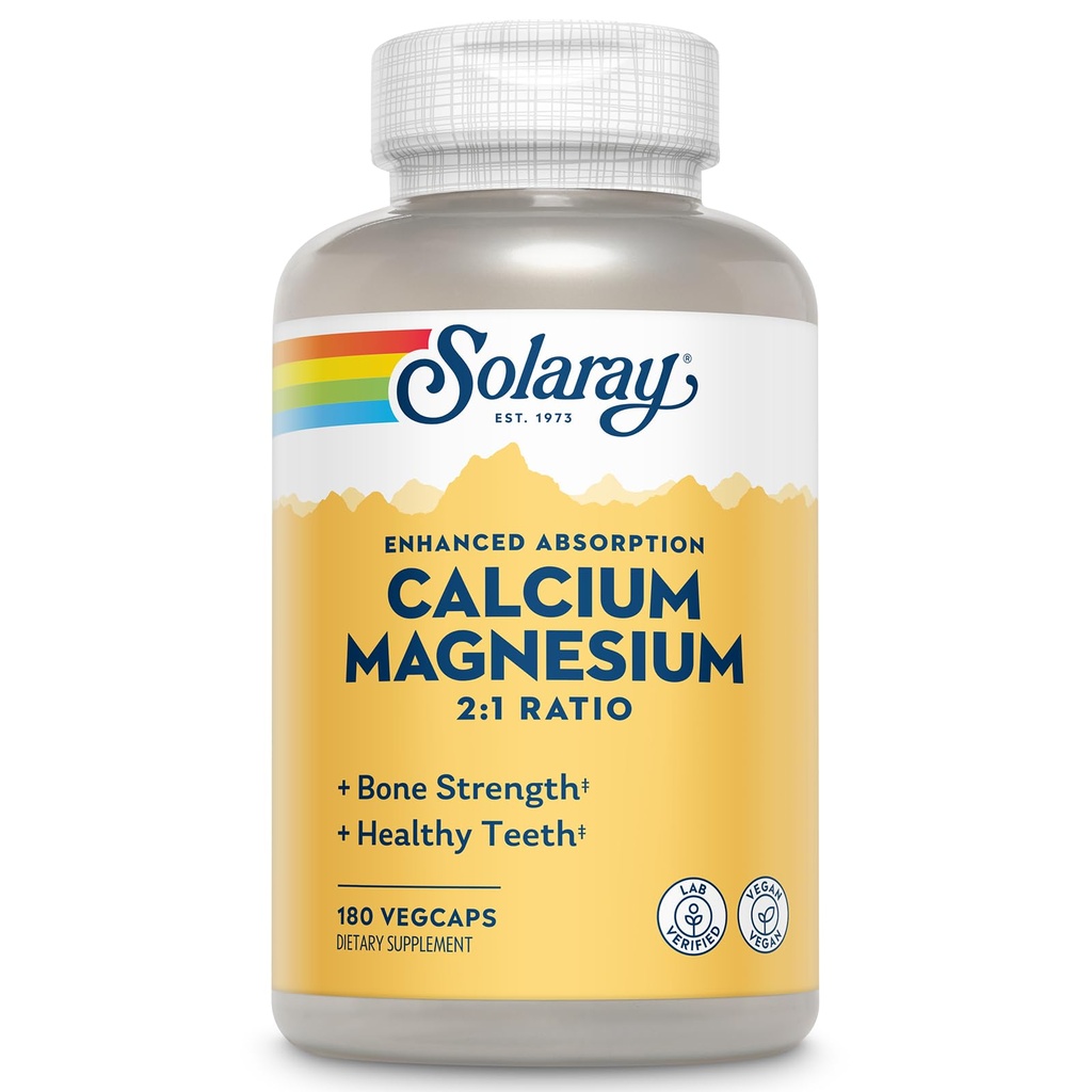 SOLARAYAL Magnezyum Supplement, Kadınlar ve Erkekler için Metaller, 2:1 Oran, Bone Health & Strength, Vegan, High Abors, 60-Day Garanti, 45 Hizmet, 180 VegCaps