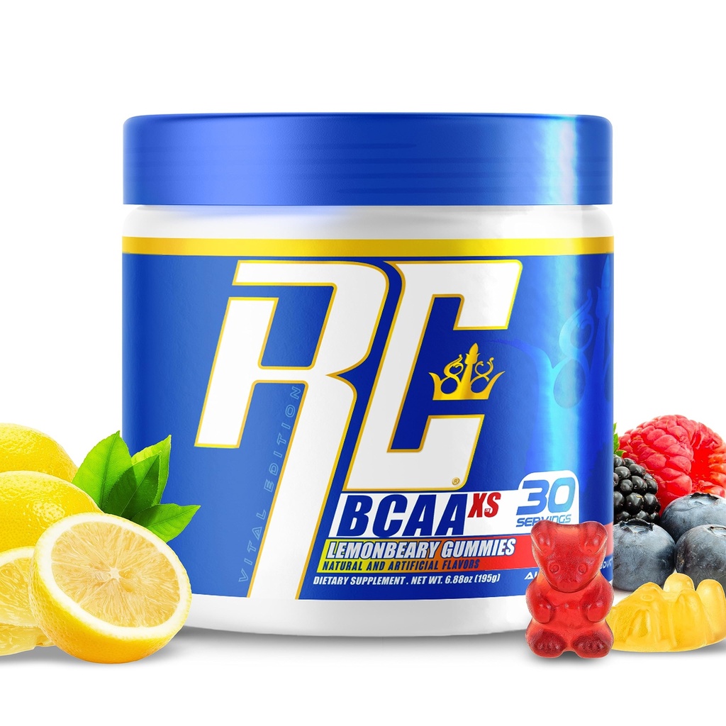 Ronnie Coleman'ın BCAA XS Tozu EAAs ile, Branşlı Zincir Meridis Post Workout Muscle Recovery, Sugar Free Hydration Drink for Women and Men, Lemonbeary Gummies, 30 Servisler