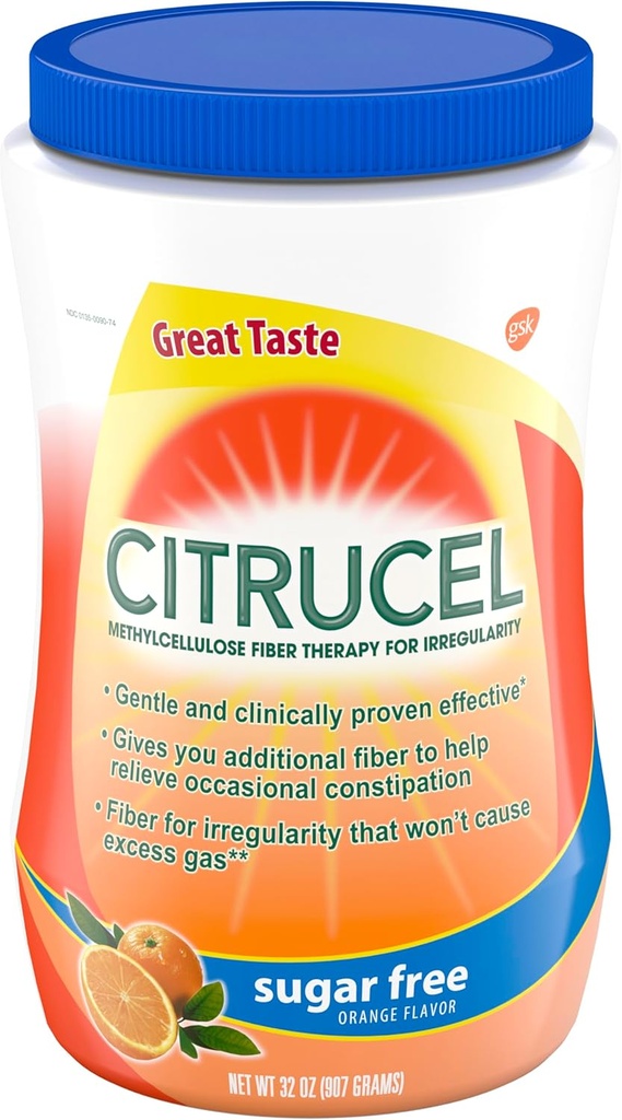 CITRUCEL Sugar Free Fiber Toz for Occasional Constipation Relief, Metrik Fiber Toz, Orange Flavor - 32 Ounces