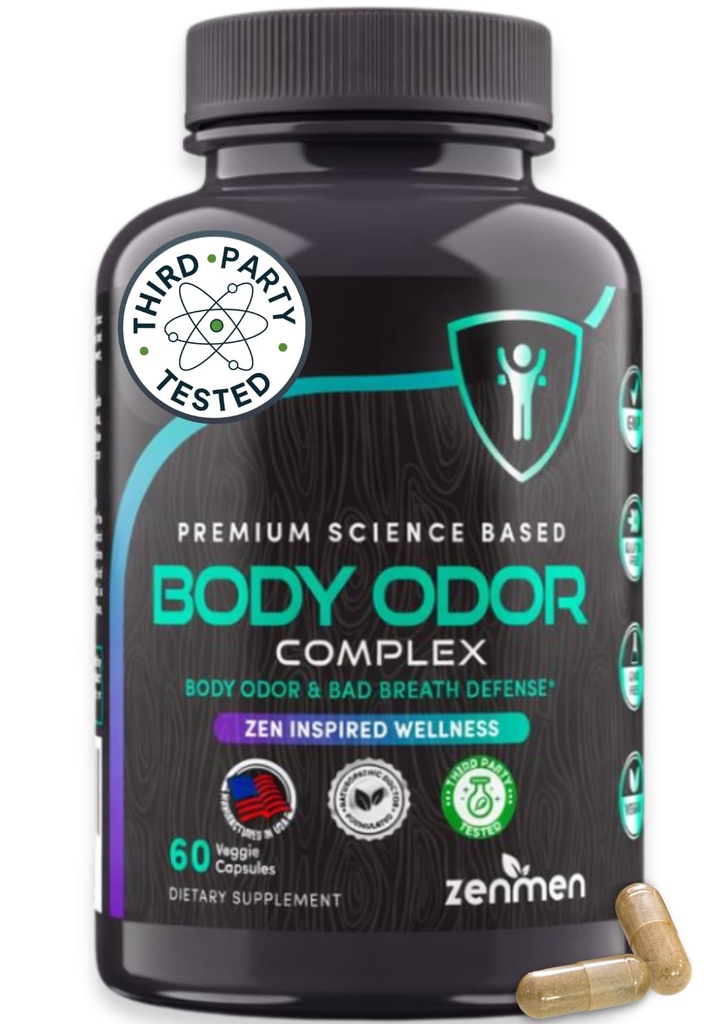 Zenmen Doğal Vücut Tamamlanması - Body Odor Eliminator Pills - Underarms, Intimate Alanları ve Private Parçalar - 60 Vegan Capsules. ABD'de Made in the USA