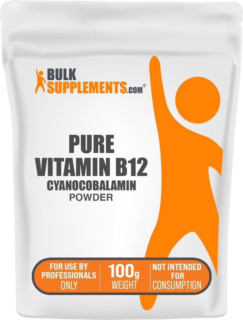 BulkSupplements.com Pure Vitamin B12 Toz - Cyanocobalamin, Vitamin B12 Supplement - Vegan & Gluten Free, multiple Services, 100g (3.5 oz) (Pazar 1)