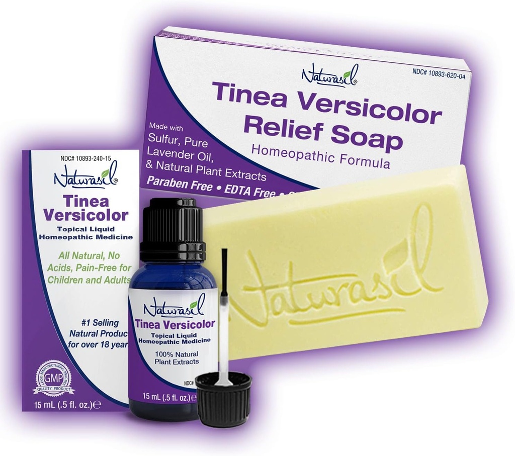Tinea Versicolor Full Body Value Pack - Hedefli Yardım Sıvı (15mL) + 1 Anti-Itch Soap | Ringworm için Doğal Malzemeler, Candida, Itch & Tinea | Tüm Cilt Tipleri için Yasal | Çocuklar ve Yetişkinler için Güvenli