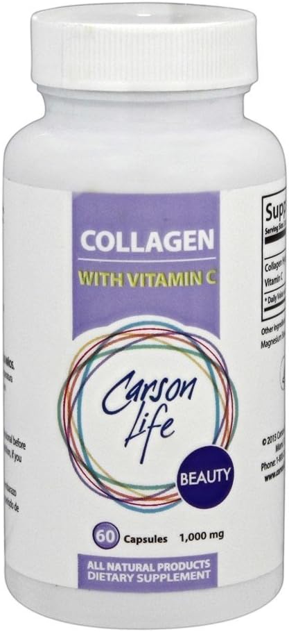 Carson Life Collagen Capsules with Vitamin C - 60 Capsules - Anti Aging için Diyetsel Supplement, Immune Support, Sağlıklı Saç, Cilt ve Nails - ABD'de Made (60 Capsules)