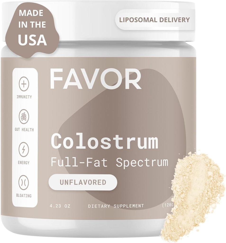 Favor Bovine Colostrum Toz | Liposomal ve Whole | Empower Human Health | Gut Health ve Immunity | First Milking | Doğal Yüksek IgG | Etik Olarak ABD'de Yapıldı | Mix [Unflavored]
