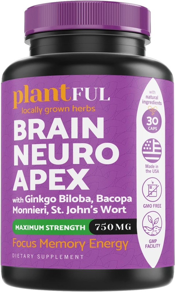 Nootropic Brain Supplement For Focus, Energy, Memory & Clarity ATM | Hızlı Abvitamin Beyin Vitaminleri Yetişkinler için - Ginkgo Biloba, St Johns Wort, Bacopa Monnieri