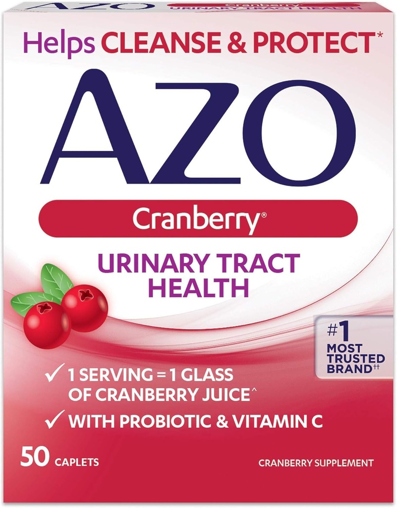 AZO Cranberry Urinary Tract Health Diyetary Supplement Caplets - 50 Ct., Pack of 6