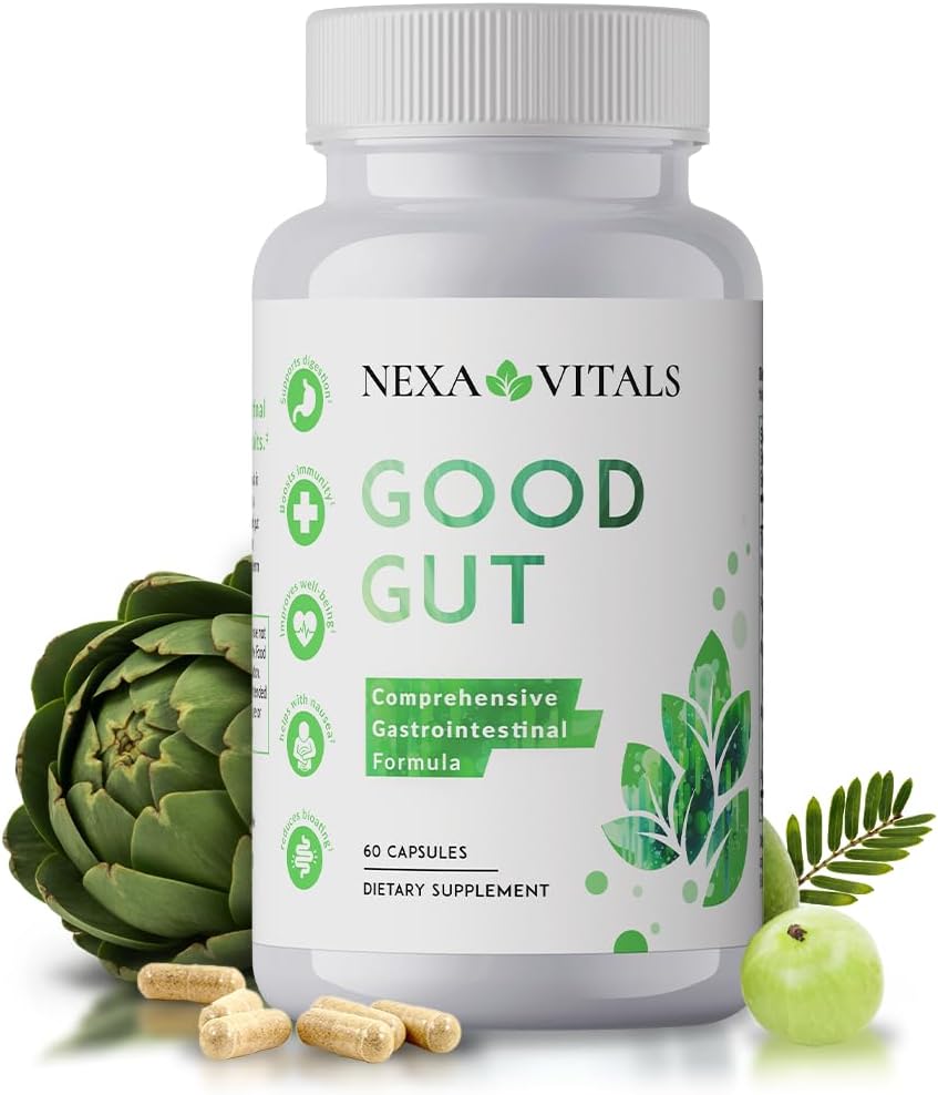 İyi Gut - Herbs'ı Gut Health'i geri yüklemek için Destekleme - Sağlıklı Bowel Hareketleri teşvik etmek, Bloating & Boost GI Mottitude w/Triphala & Artichoke Tür - 60 Capsules