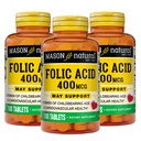 Mason Natural Folic Acid 400 mcg, Daily Supplement for Health, Mood and Prenatal Care, for Women of Childbearing Age, 100 Tablet (Paket 3 )
