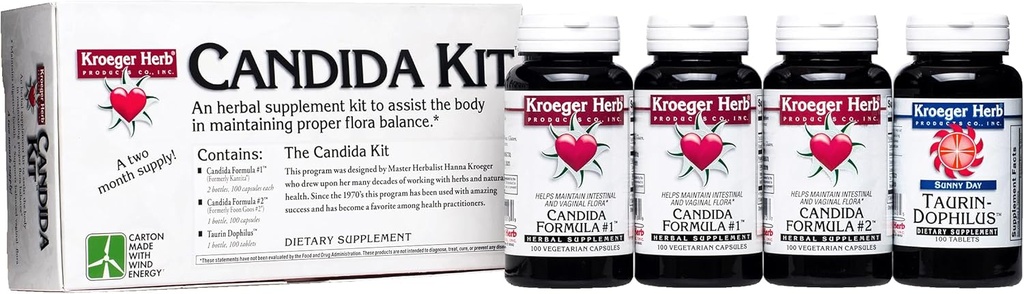 Kroeger Herb Ürünleri, Candida Support Kit, Digestive Nutritional Supplement, Gut Health, Optimal Intestinal Function, Non-GMO, Gluten Free, Noservatives, Made in USA