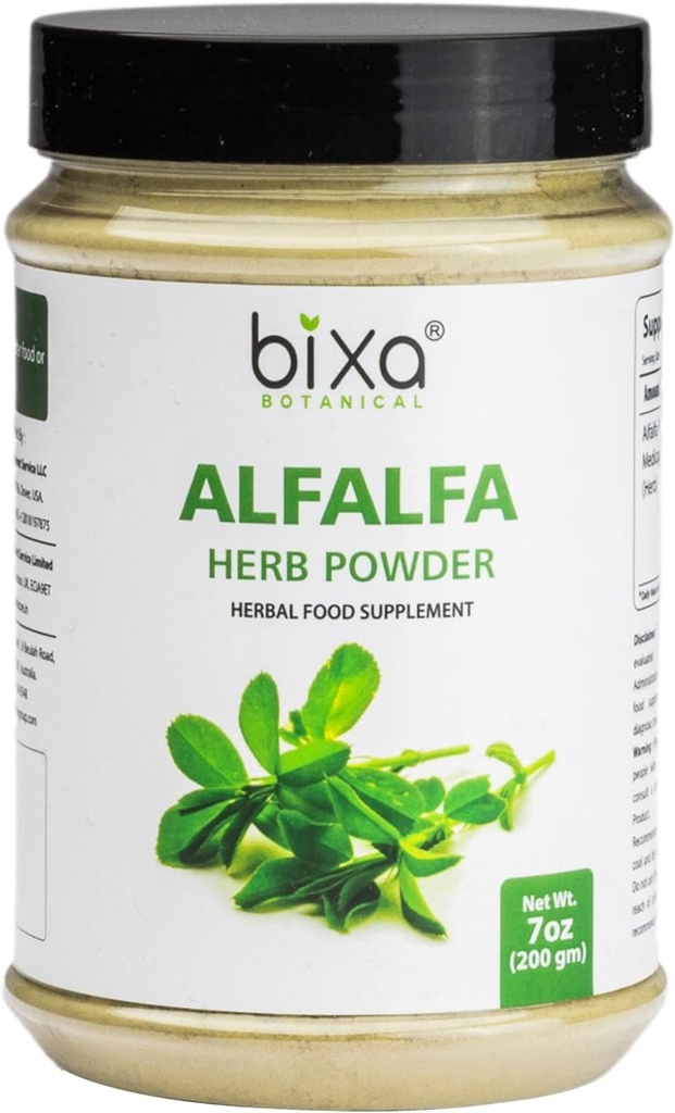 Bixa BOTANICAL Alfalfa Toz Pure (Medicago Sativa) Superfood | Ayurvedic Natural Herbal Supplement 7 Oz / 200g