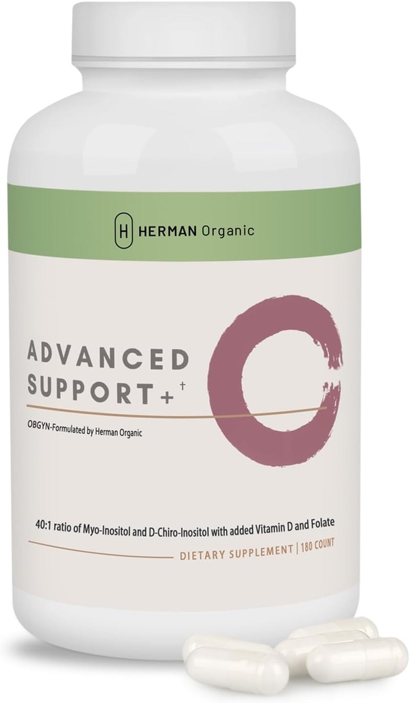 Herman Organik Myo-Inositol & D-Chiro Inositol - Ovarian & Reproductive Health için Hormon Destek - 180 Capsules - Women's Hormon Supplement - Egg Advanced Supplements