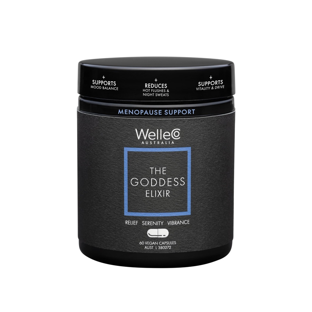 WelleCo The Goddess Elixir, Menopause Supplement for Women with Vitex, Red Clover & B Vitamins, Supports Hormon Balance, Night Sweats & Hot Flashes Relief, 60 Capsules