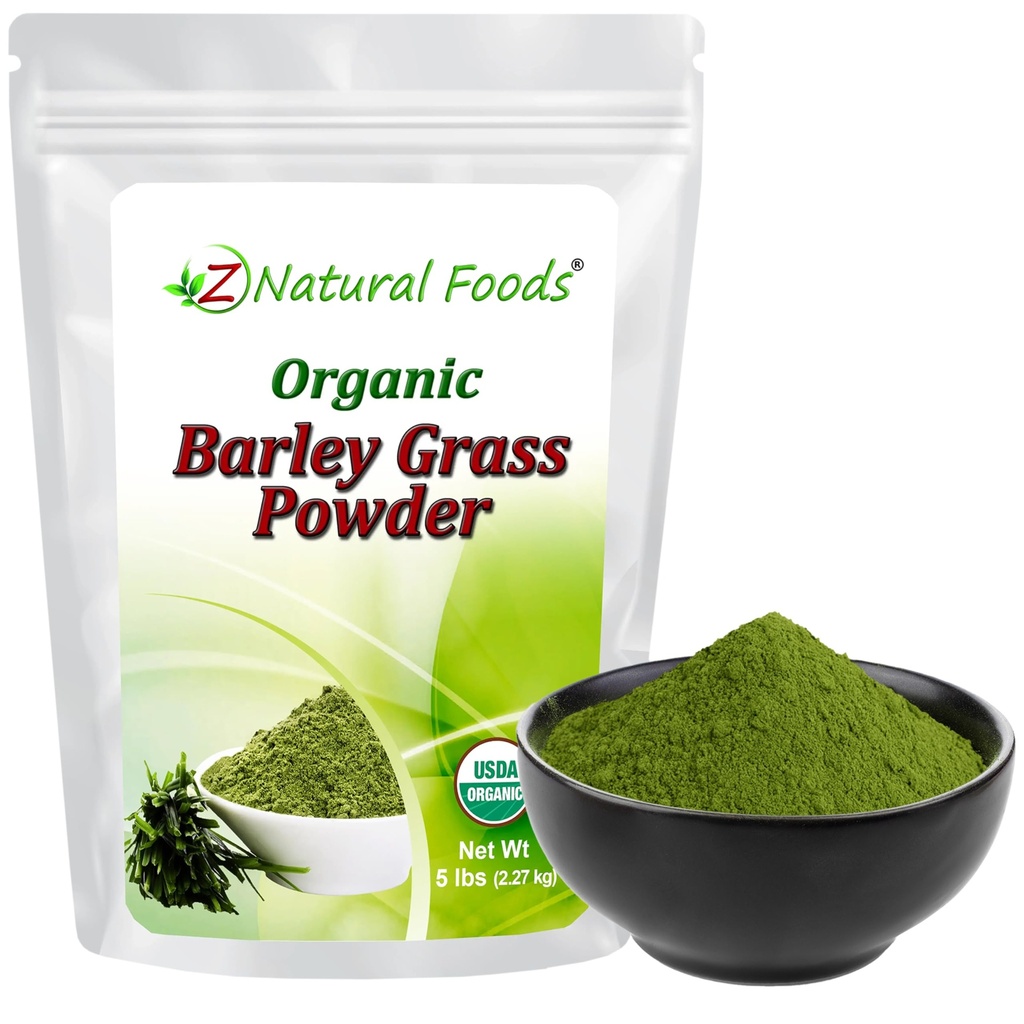 Z Natural Foods Organic Barley Grass Powder - USDA Organic Whole Food Green Blend for Energy Boost, Detox & pH Balance with Amino Acids, Minerals - Αντιοξειδωτικό Mix for Juice, Water, Smoothies, 5 lbs