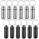 Patelai 12 Adet Portreatif Makyaj Pill Sahibi Erkekler için Mini Pocket Pill Vakası Kadınlar için Alüminyum Geocache Konteyner Sular Metal Tıp Şişe Organizer Açık Kamp Seyahat (Black ve Silver)