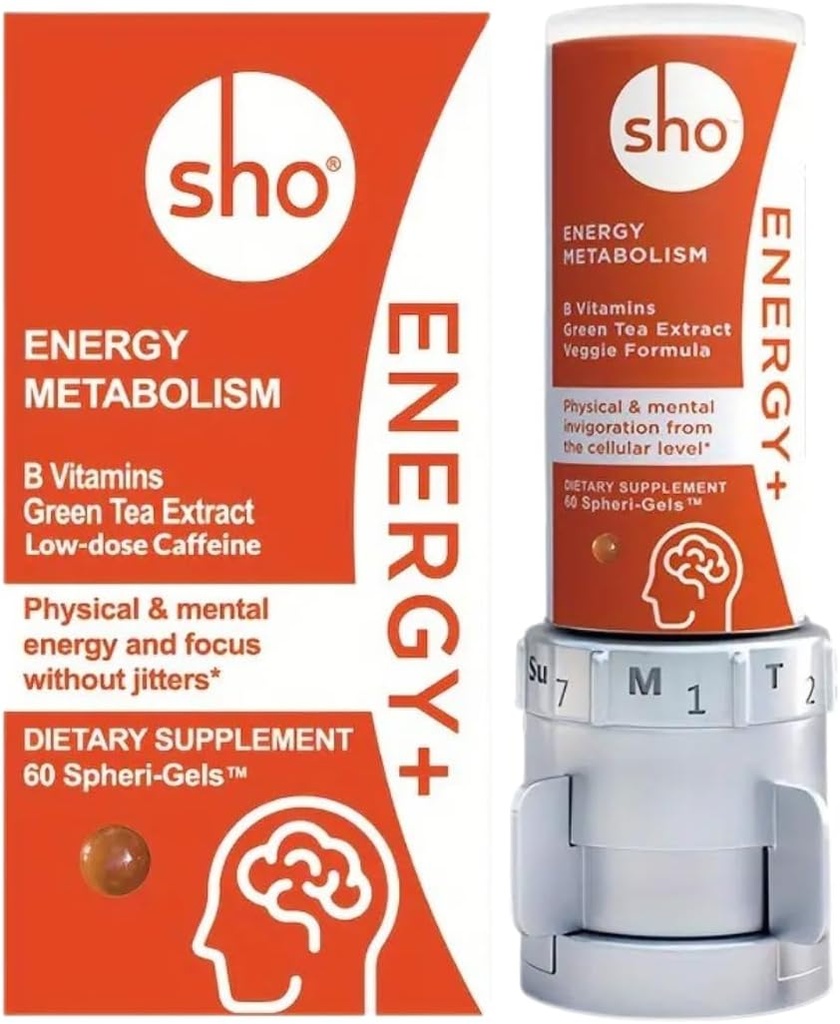 SHO Vegan Enerji+ Focus Supplement Kit - Matcha Green Tea Extract, Meksin B Kompleks, B ve Caffeine Natural Energy Alert Without Crash, Jitters for Men and Women - 60 Pills Refill Şişe
