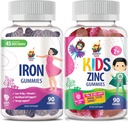 SUNNY SAM Gummies ψευδάργυρου για παιδιά & σιδερένιες γκοφρέτες για ενήλικες, βιταμίνες σιδήρου με βιταμίνη C