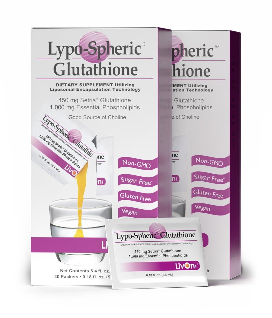 Lypo–Spheric Glutathione - 2 Κουτιά (60 πακέτα) – 450 mg Glutathione Per Packet – Liposome Encapsuled for βελτιωμένη απορρόφηση– Επαγγελματικά Formulated, 100% Non-GMO