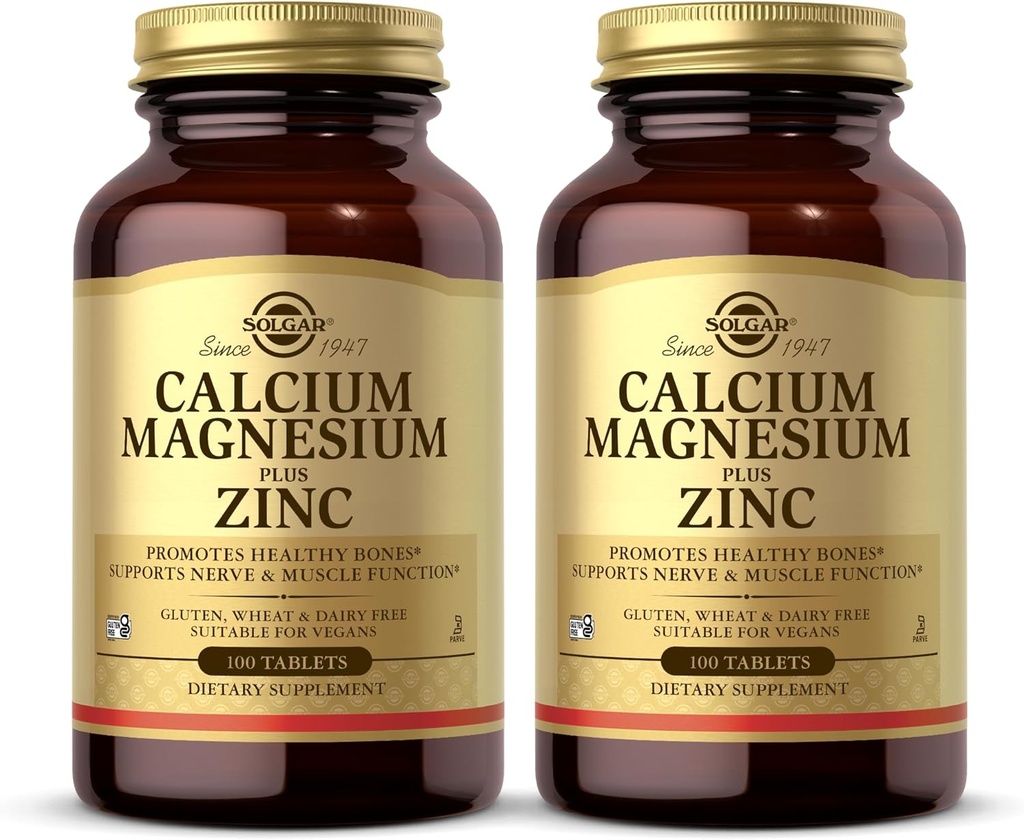 Solgardis Magnezyum Plus çinko, 100 Tabletler ( 2) - Sağlıklı Kemikleri ve Dişleri teşvik eder - Nerve & Muscle Function - Non-GMO, Vegan, Gluten Free, Dairy Free, Kosher - 66 Toplam Hizmetler