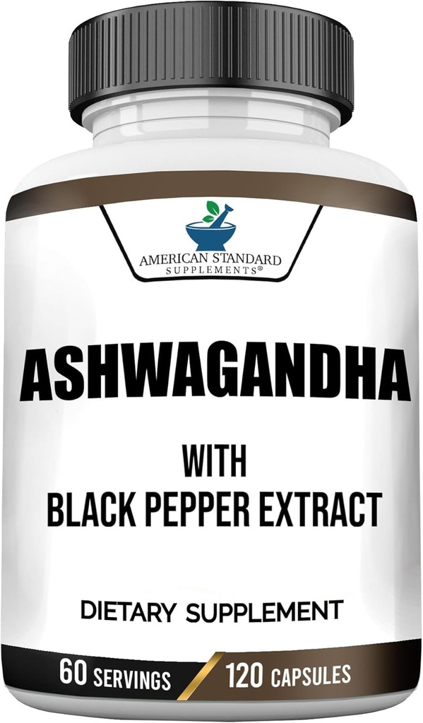 Ashwagandha 6000 mg, Ashwagandha Root, Ashwagandha Capsules, Organik Ashwagandha Capsules, Ashwagandha Organik Kara Pepper Ekstraksiyonu, Aswagandha, 120 Veggie Caps