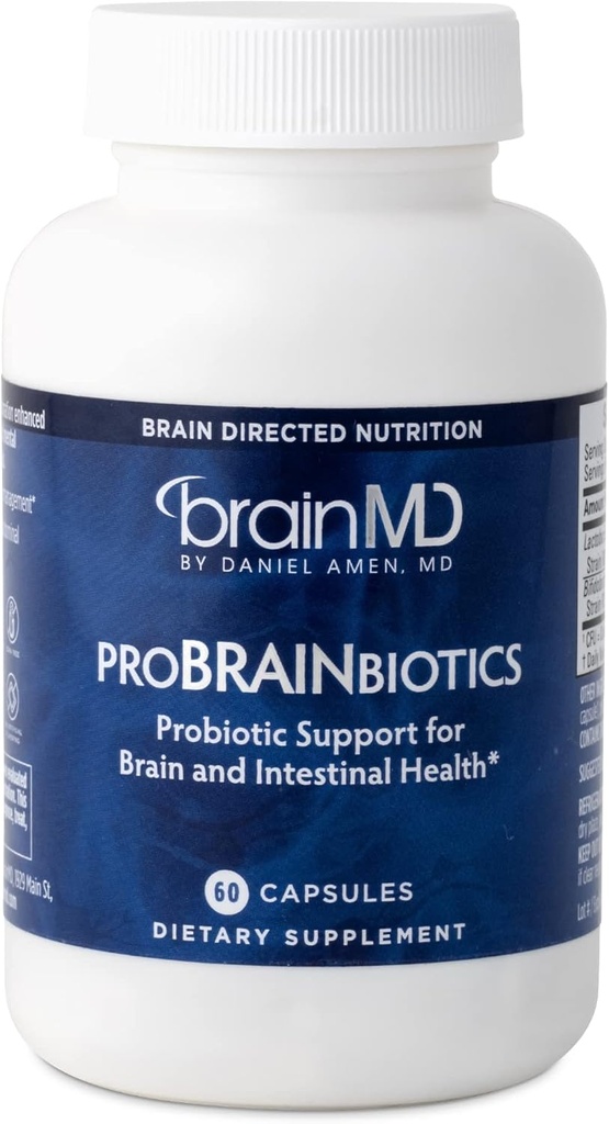 Dr Amen BrainMD ProBRAINbiyotiks - 3 Milyar CFU, 60 Capsules - Gut Health - Gluten Free - 60 Hizmetler